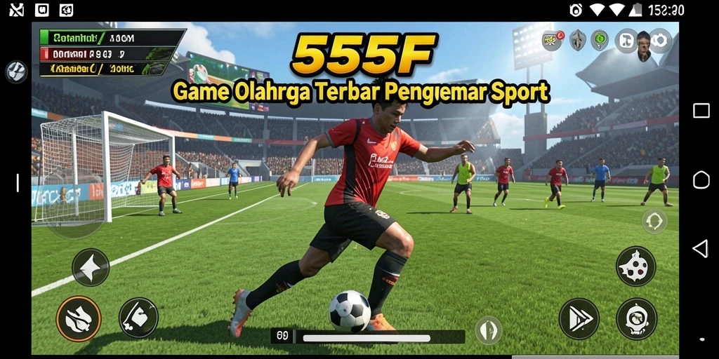 Screenshot 555F menampilkan aksi seru dalam pertandingan olahraga.