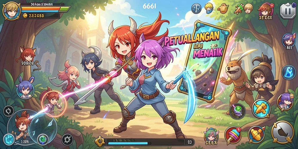 Tampilan gameplay seru dari 666I dengan karakter Anime yang menawan.