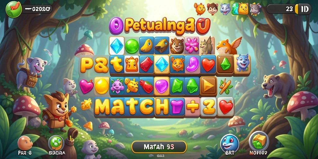Screenshot gameplay 6RT yang menunjukkan keseruan Match-3.
