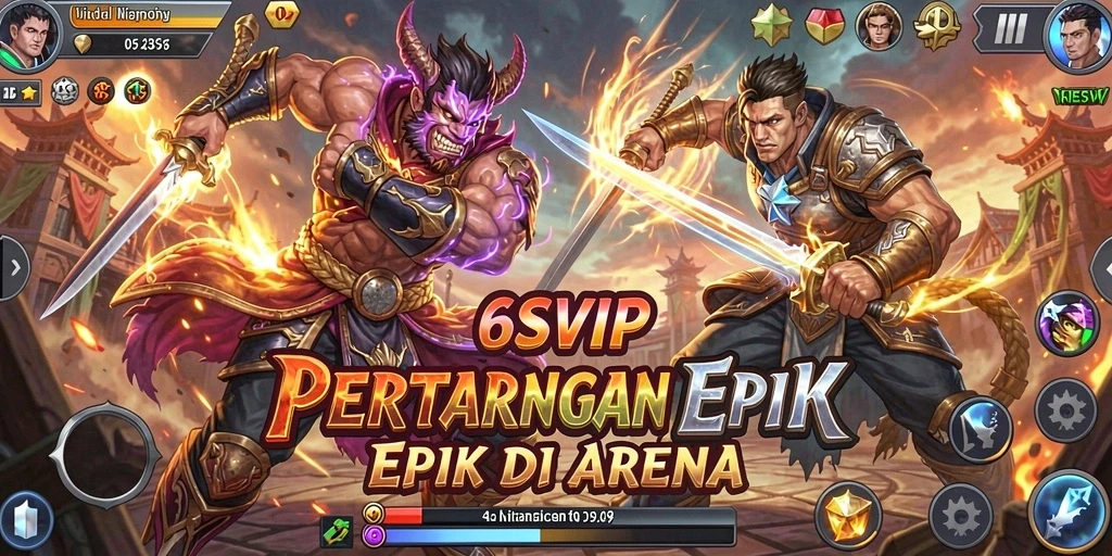 Screenshot gameplay 6SVIP menampilkan pertarungan yang intens.