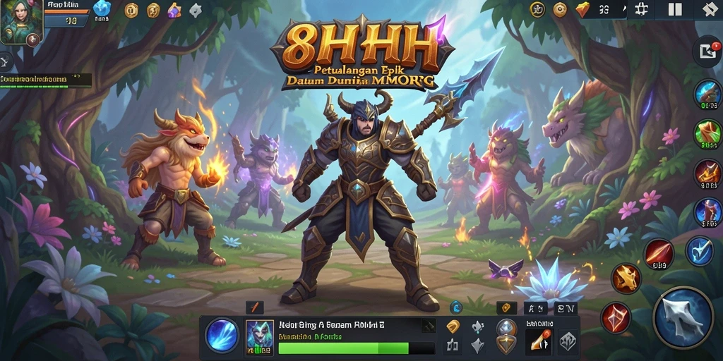 Screenshot utama 8HHH menampilkan gameplay petualangan MMORPG yang seru.