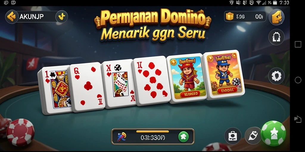 Tampilan gameplay seru dari AKUNJP yang menampilkan Domino.
