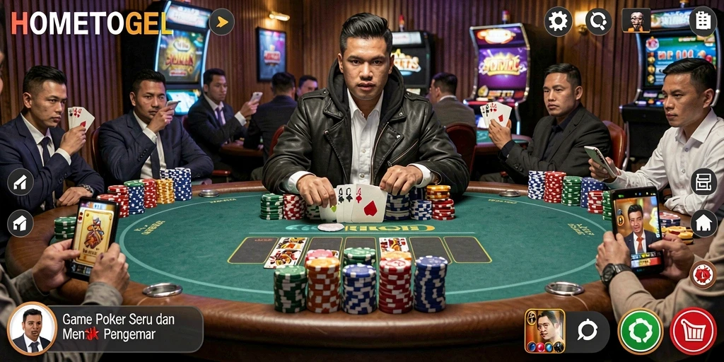 Tampilan gameplay Poker yang seru dan menegangkan di HOMETOGEL.