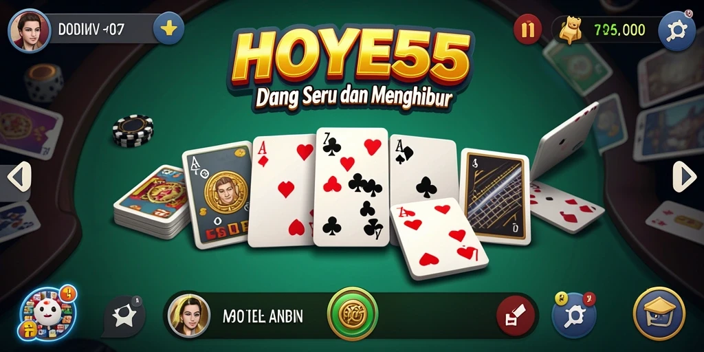 Screenshot gameplay HOYE55 dengan tampilan domino yang mengesankan.