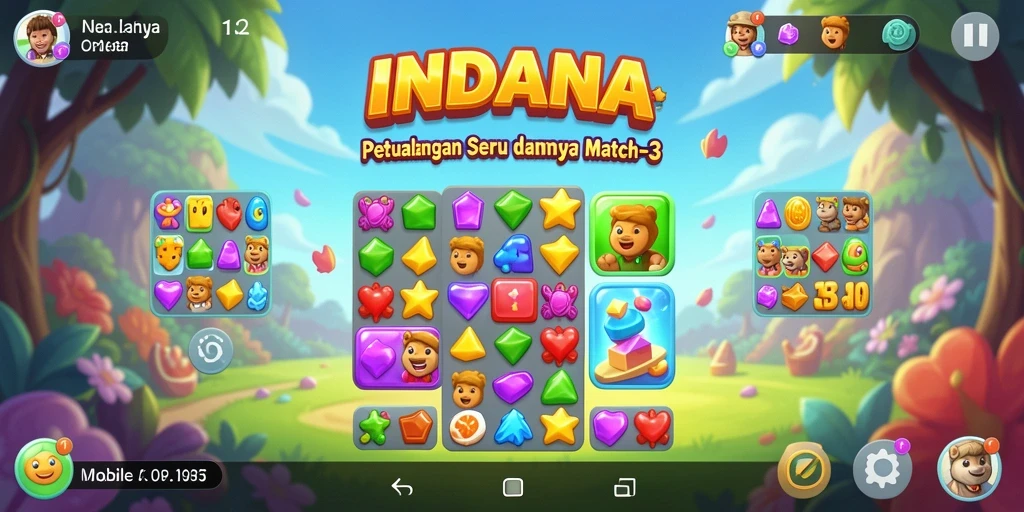 Tampilan menarik dari gameplay INDAAA yang penuh warna.