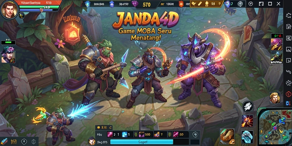 Screenshot gameplay JANDA4D menampilkan pertarungan hero yang seru.