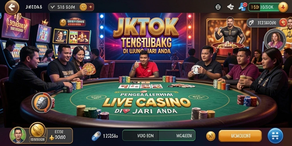 Screenshot JKTOK menampilkan dealer langsung dan pemain sedang berinteraksi.