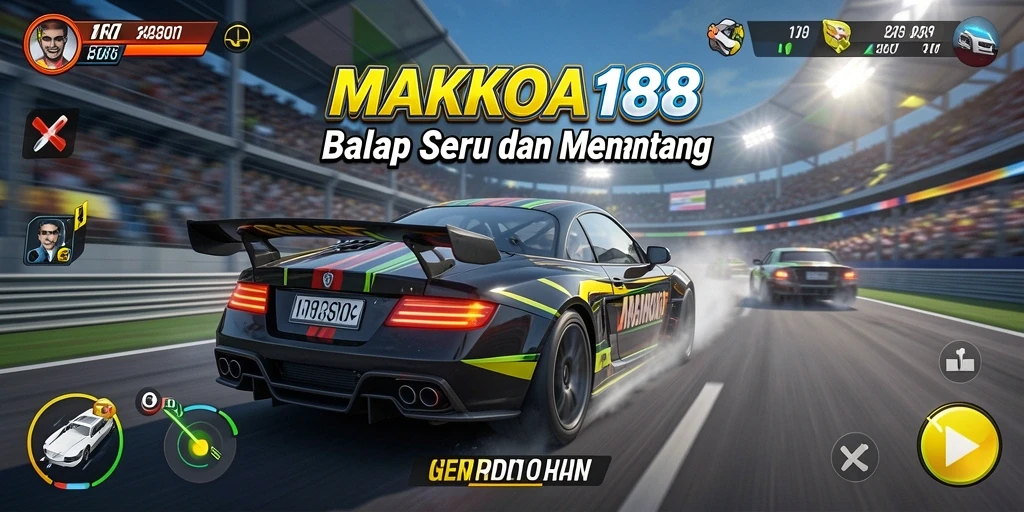 Screenshot gameplay MAHKOTA188 yang menunjukkan aksi balapan mendebarkan.