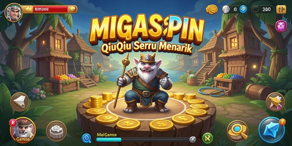 Screenshot MIGASPIN memperlihatkan gameplay QiuQiu yang mendebarkan.
