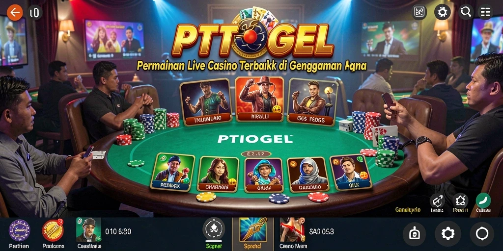 Screenshot gameplay PTTOGEL yang menampilkan suasana Live Casino yang mendebarkan.