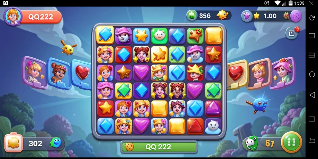 Tangkapan layar gameplay Match-3 QQ222 yang menarik.