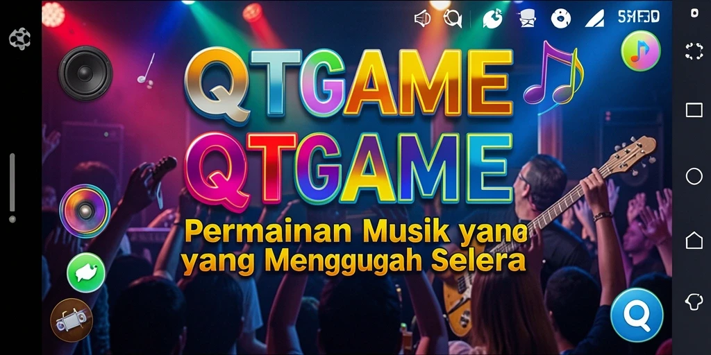 Tampilan gameplay QTGAME dengan alunan musik yang mengasyikkan.