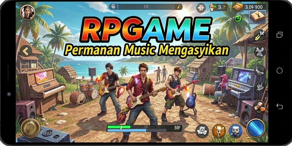 Screenshot RPGAME menampilkan gameplay musik yang seru dan interaktif.