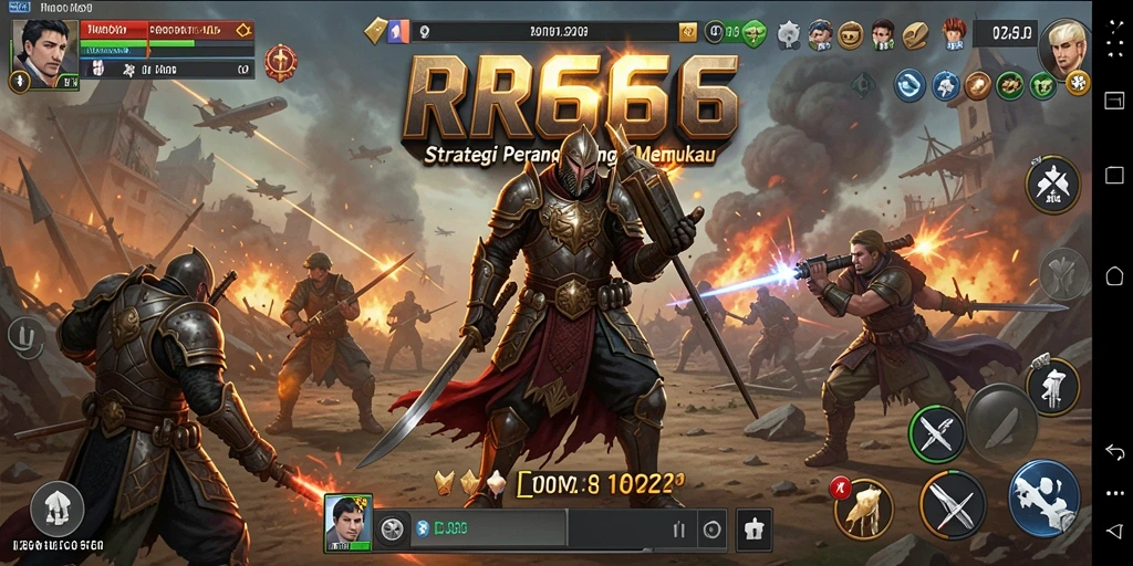 Tampilan gameplay strategi dari RR666 dengan unit dan pertempuran yang epik.