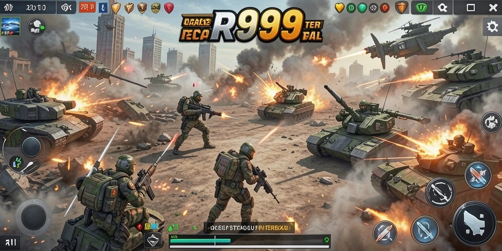 Tampilan gameplay menegangkan dari RR999 dengan strategi pertempuran yang intens.