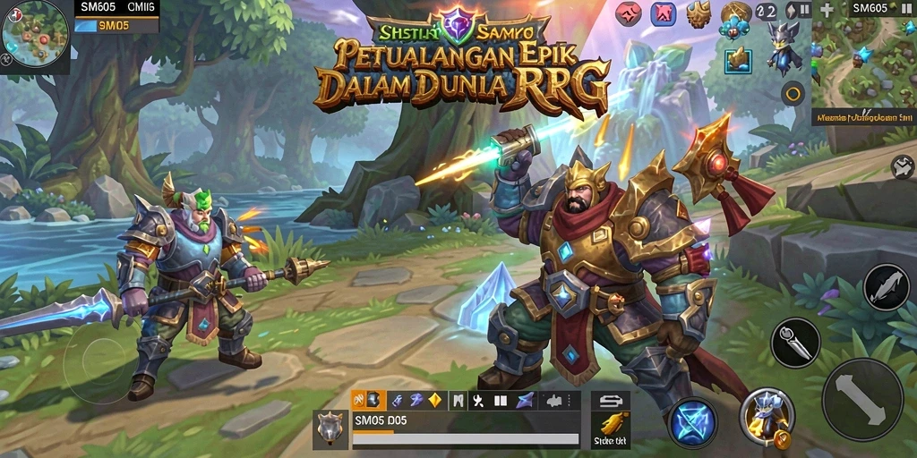 Screenshot utama SM605 menampilkan aksi gameplay RPG yang intens dan mendebarkan.