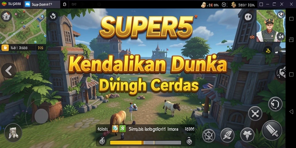 Tangkapan layar utama SUPER5 menampilkan gameplay simulasi yang interaktif.